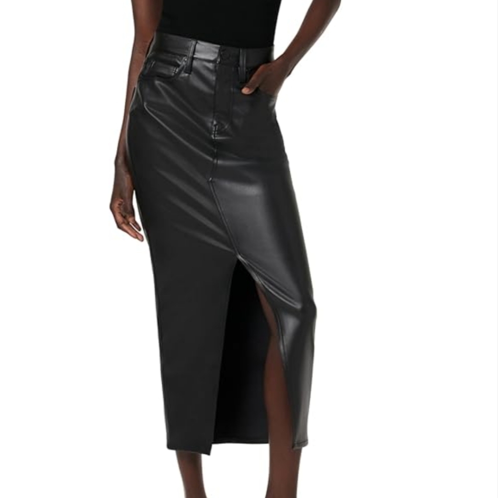 Black Leather Midi Skirt